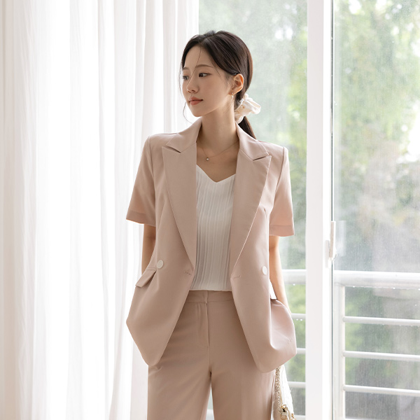 Office Short-sleeve Set-up Jacket