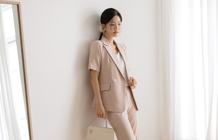 Office Short-sleeve Set-up Jacket