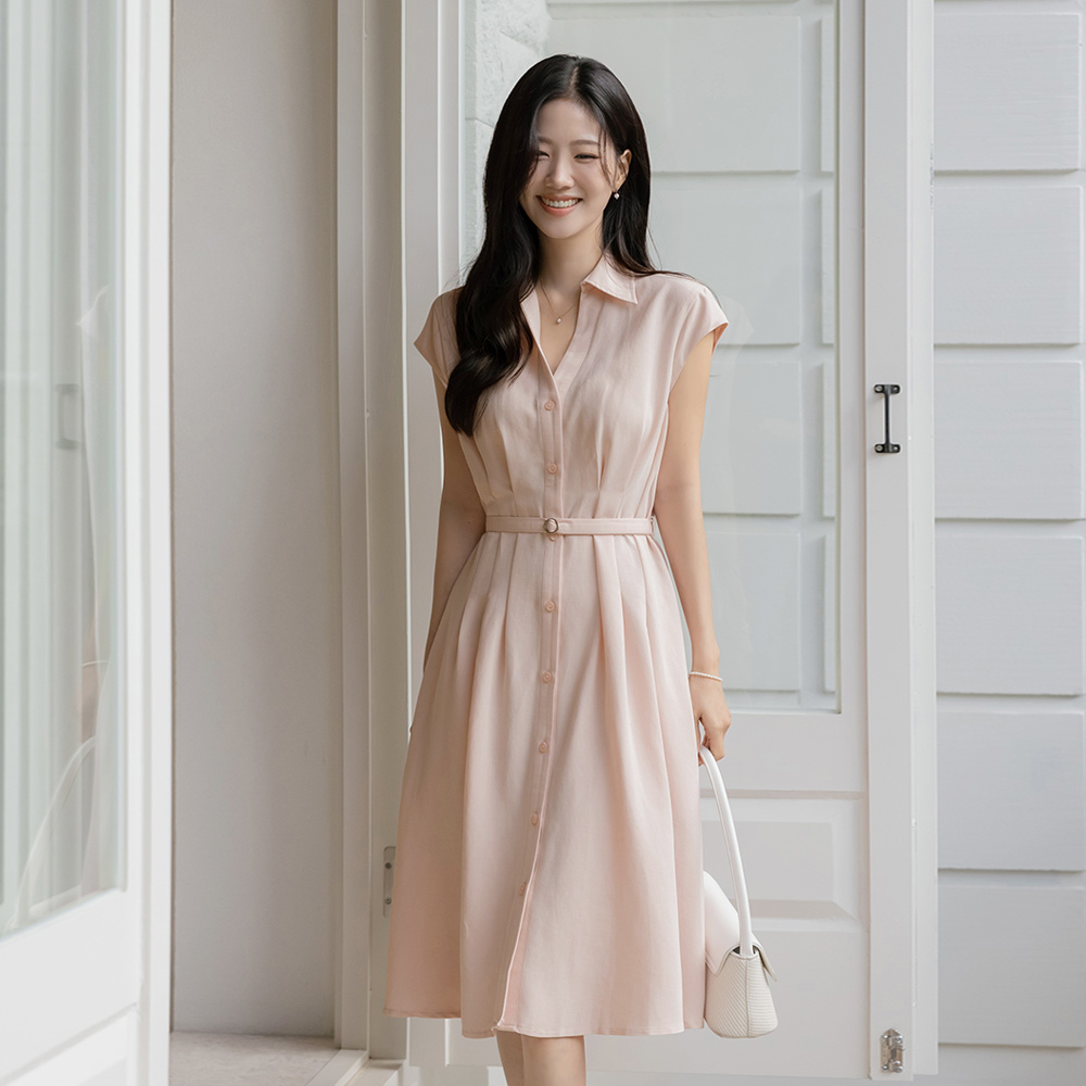 Linen Polo Pintuck Dress(+Belt)
