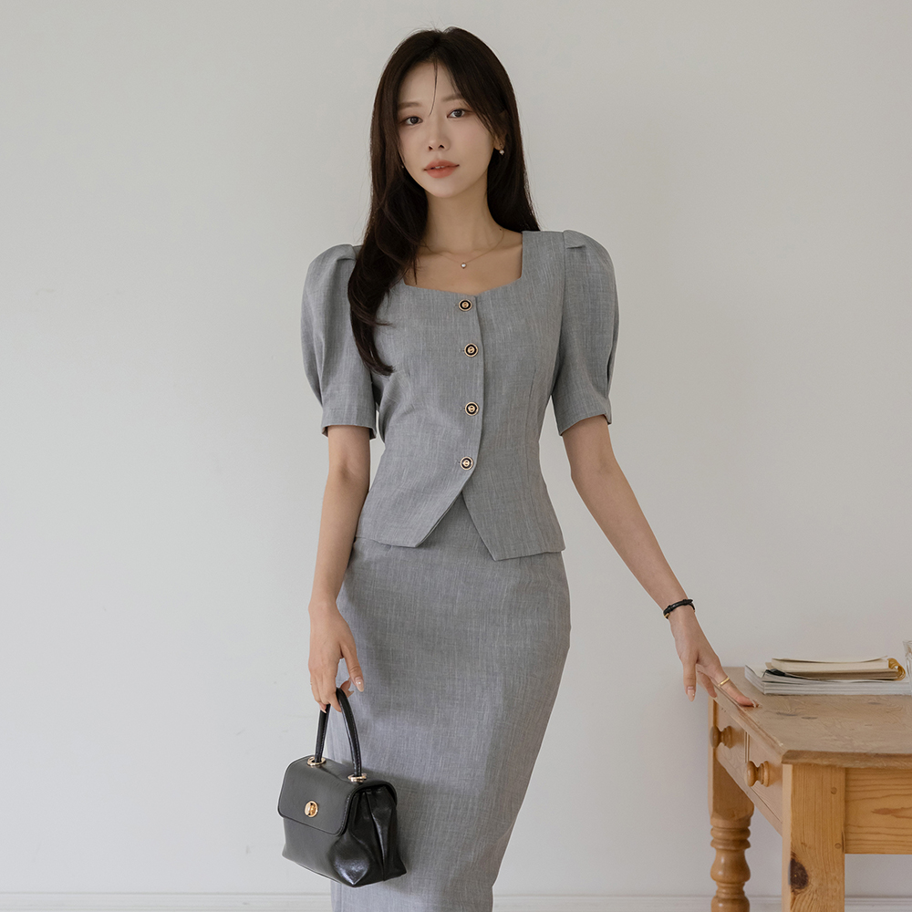 Puff Sleeves Strap Belt Set-up Jacket