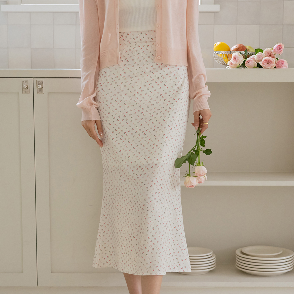 Flower Natural Mermaid The Back Banding Skirt
