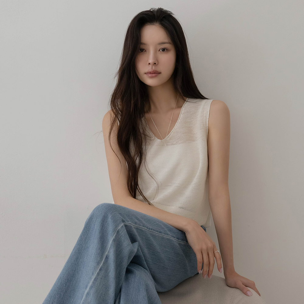 Summer Natural V-neck Sleeveless shirts Knit