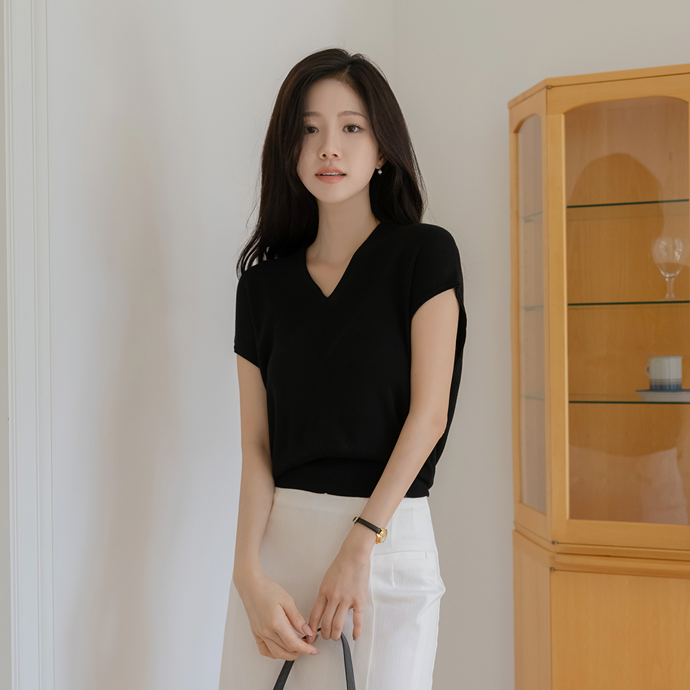 Tencel Soft VNeck Cap-Sleeves Knit