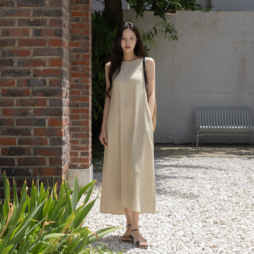 Bag Center Front Vent Point Pleats Sleeveless shirts Dress(+Belt)