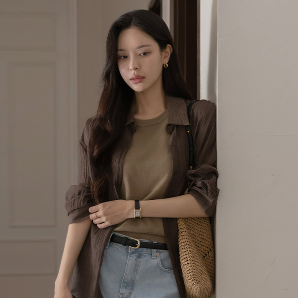 Summer Daily Wrinkle See-through Shirt