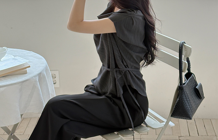 Bless Cowl Neck Strap Belt Blouse