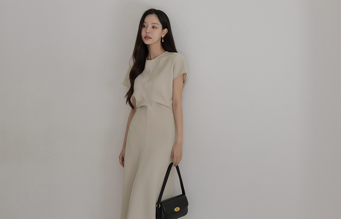 Audrey Cap-Sleeves 내추럴핏 Long Dress