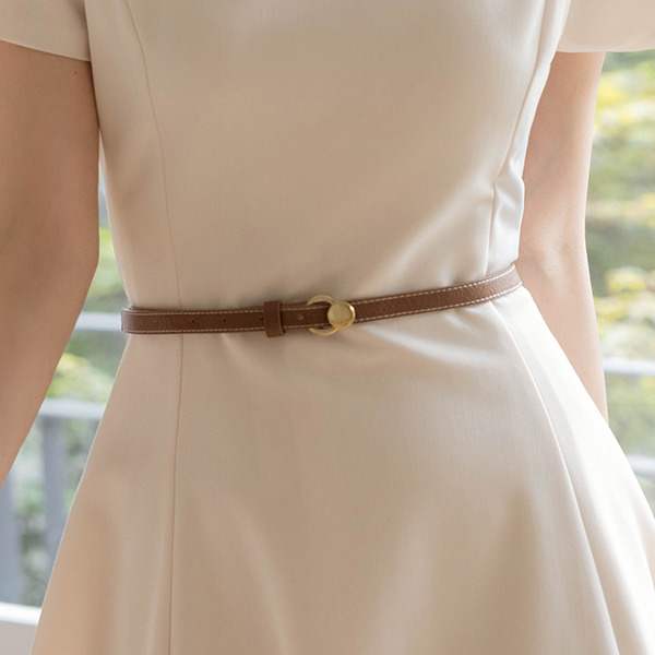 Rya Raund neck A-line Dress_Belt