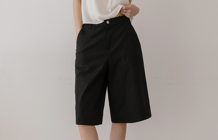 Basic Linen Span Cooling Bermuda Pants
