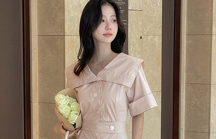Rustlingly Wide Collar Span A-line Dress