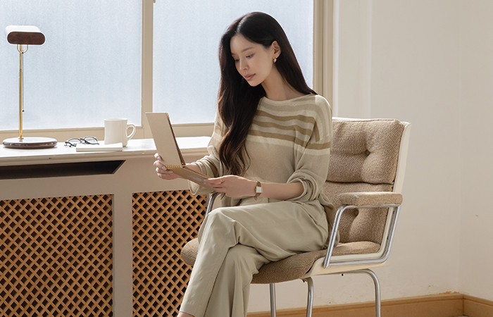 Linen Stripe loose fit Knit