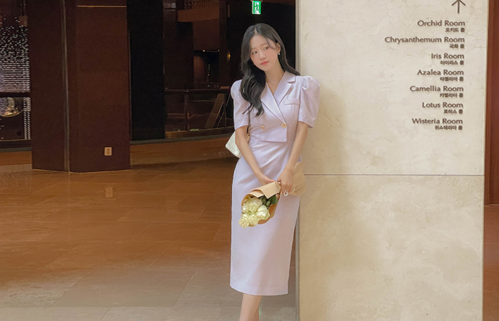 Puff Sleeves layered H-line Dress