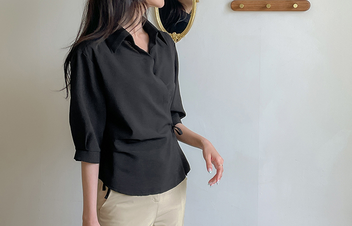 Various Polo Wrap Capri Blouse
