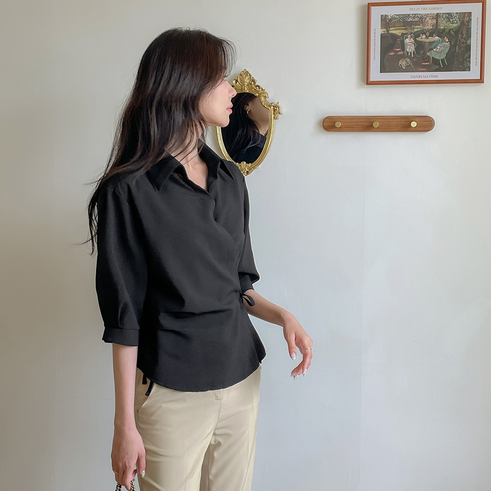 Various Polo Wrap Capri Blouse