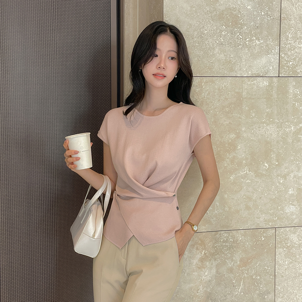 Reina twist Drape Cap-Sleeves Knit