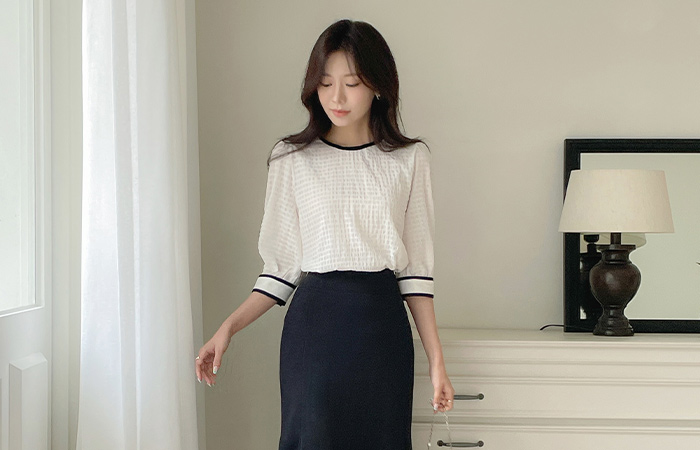 Waffle Color Combination Capri Blouse