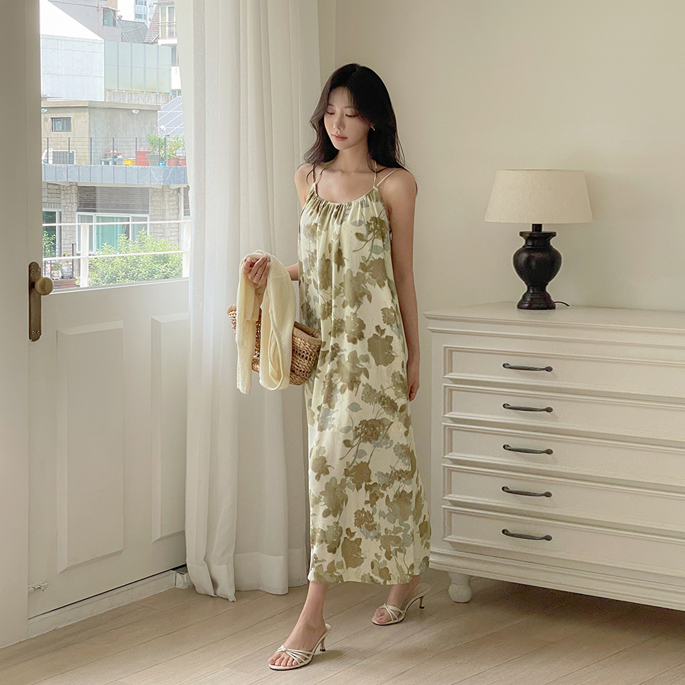 Printing Halter neck String Sleeveless shirts Dress