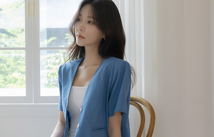 Summer No-collar Linen Jacket