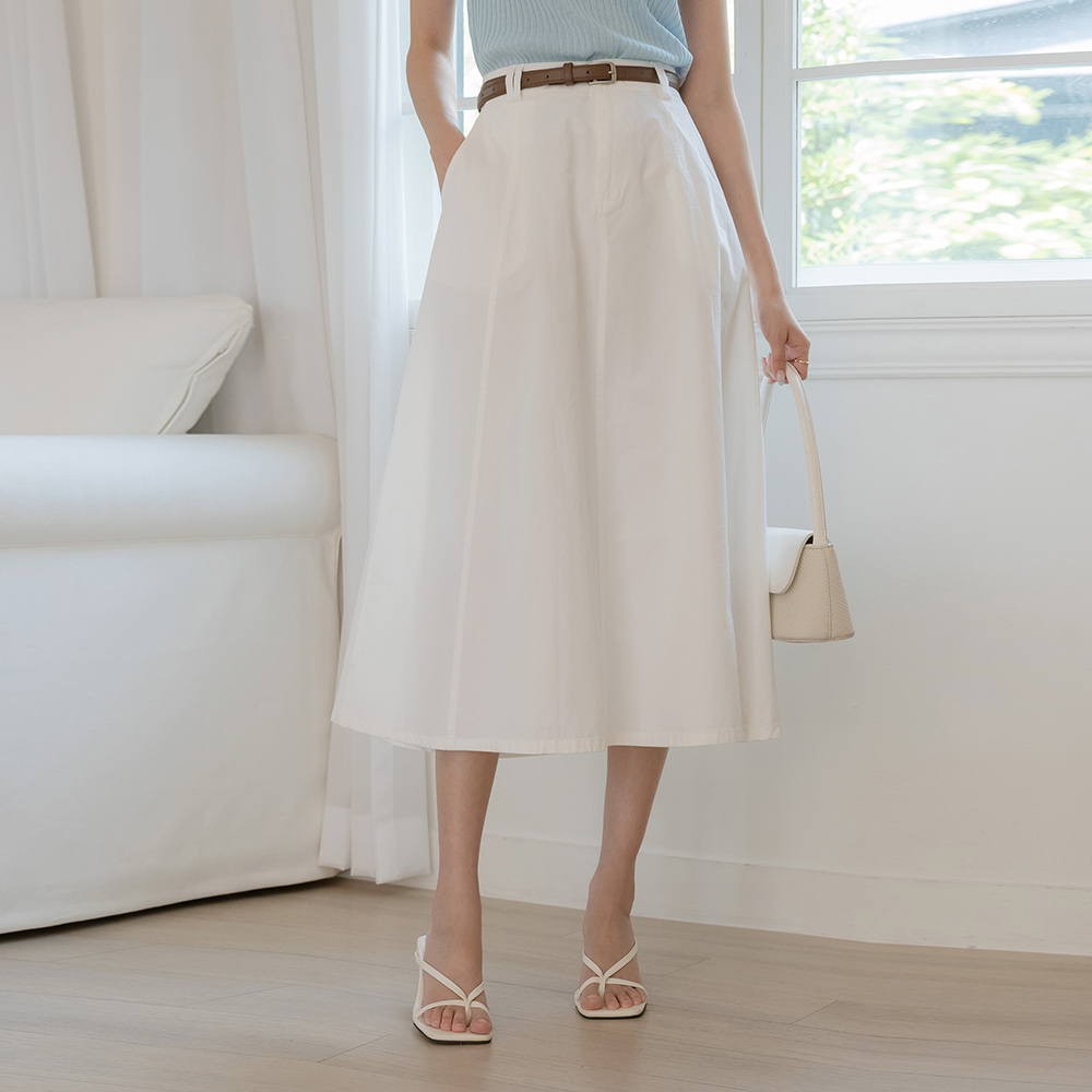 Daily Cotton A-line Skirt(+Belt)