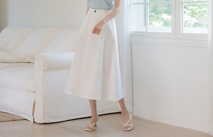 Daily Cotton A-line Skirt(+Belt)