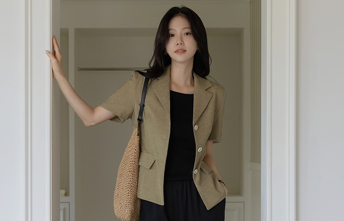 French Modern Polo Short-sleeve Jacket