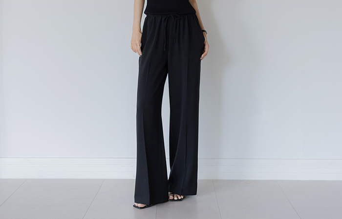 Linen Banding wide fit Pants