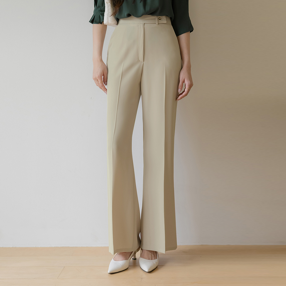 Gold Button Span Boot-Cut Slacks