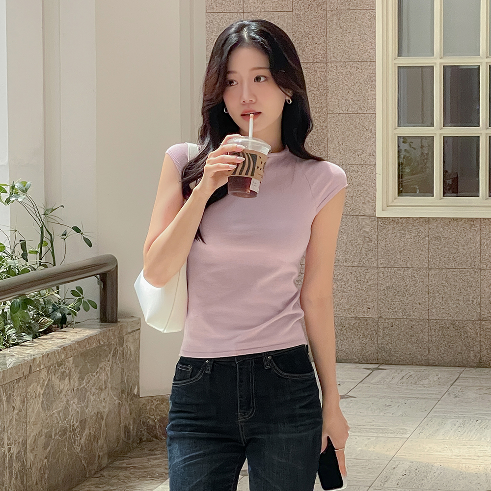 Leeds Half-Neck Cap-Sleeves Knit