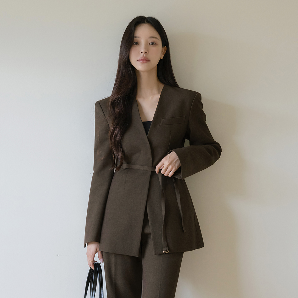 primium No-collar Hidden Set-up Jacket(+Belt)