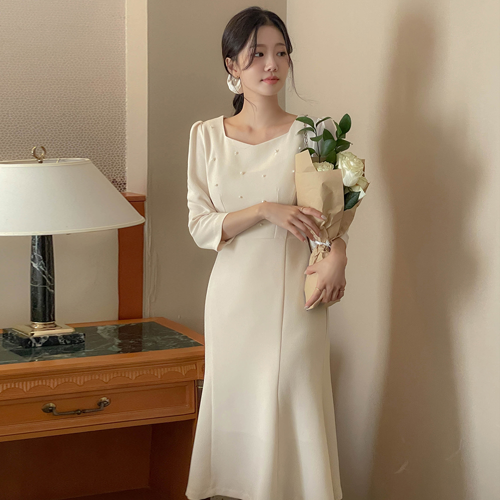 Romantic 오각넥 Pearl Mermaid Dress