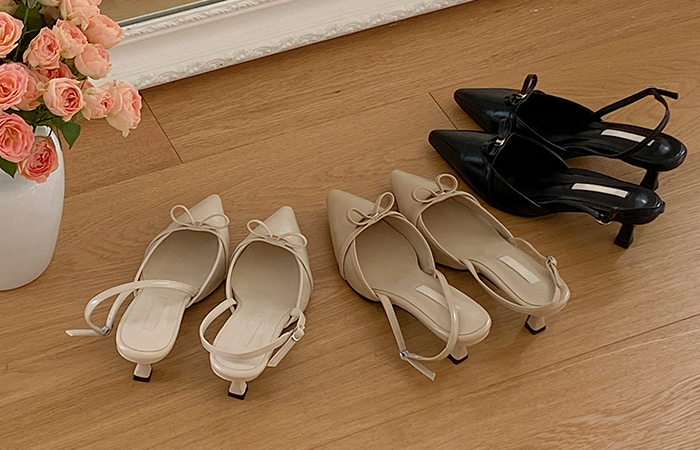 Modern Ribbon Stiletto Sling Backs Heels