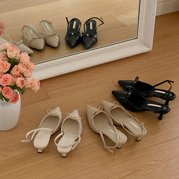 Modern Ribbon Stiletto Sling Backs Heels