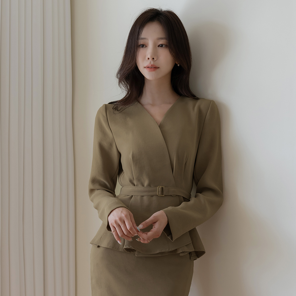 Wrap Feminine Line Set-up Jacket(+Belt)