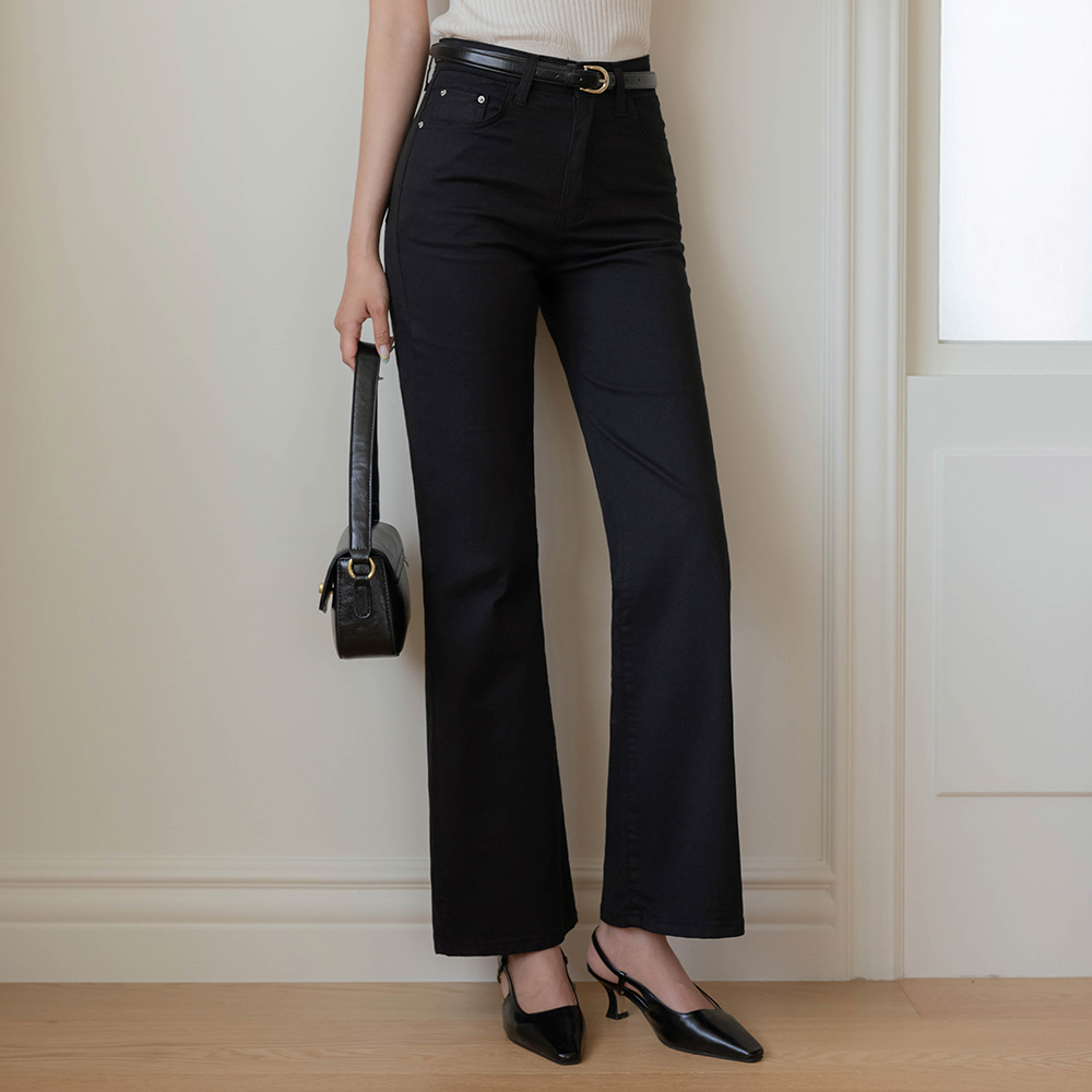 T Cotton Boot-Cut Span Pants