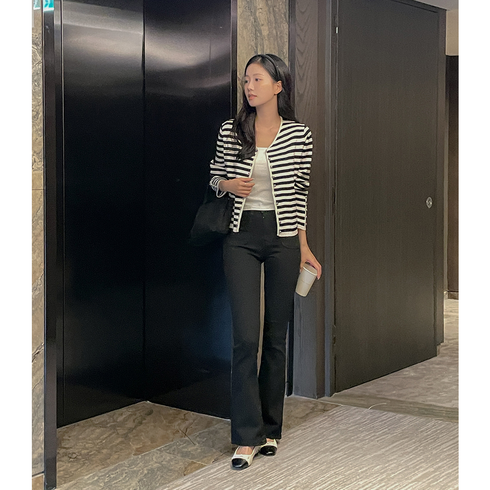 Double Button Slim Boot-Cut Pants