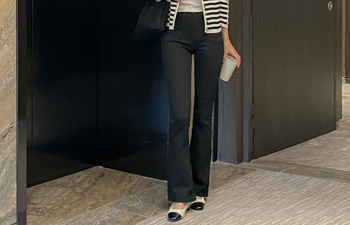 Double Button Slim Boot-Cut Pants