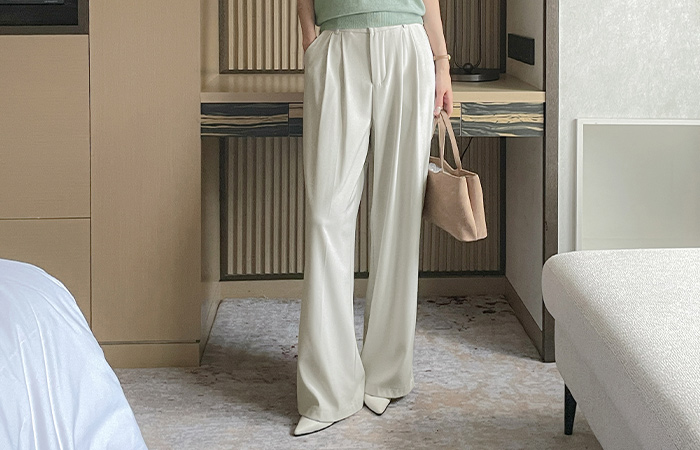 Pintuck wide fit Slacks(+Belt)