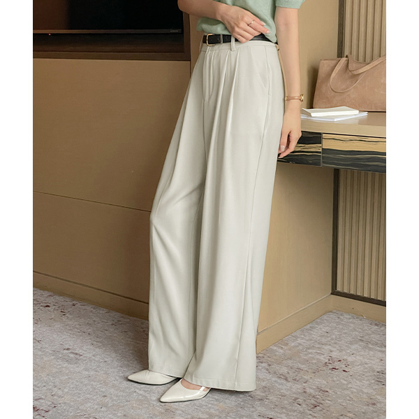 Pintuck wide fit Slacks(+Belt)