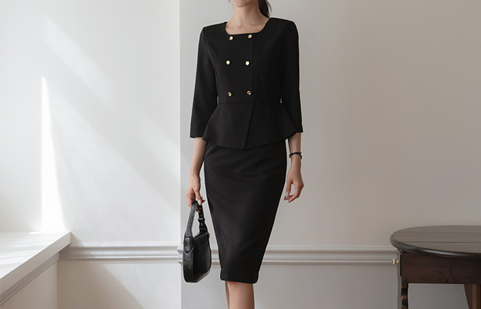 Classic Peplum Two-piece Style Dress