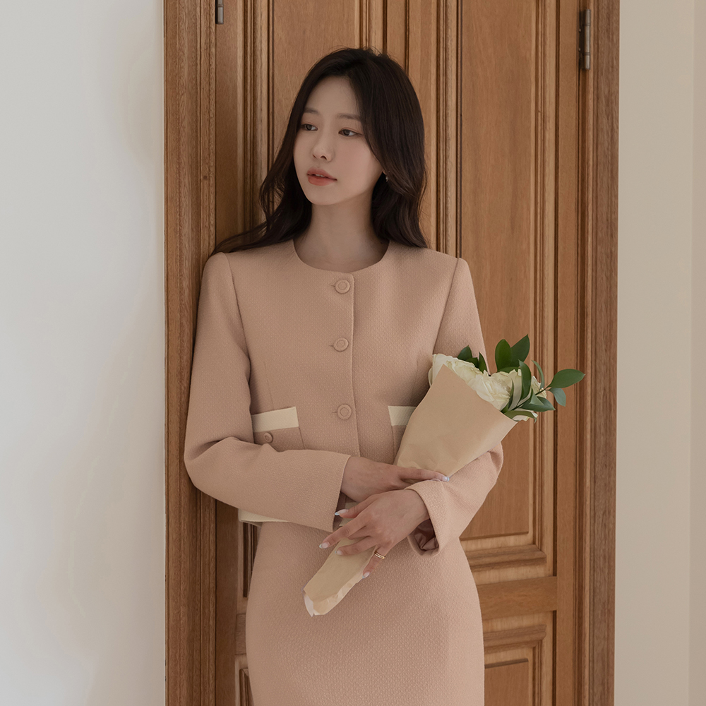 ODE Color Combination Tweed Set-up Jacket