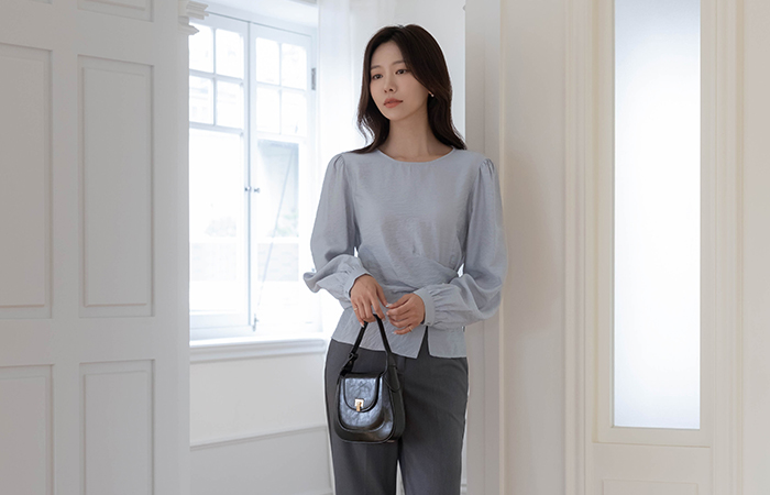 셀리 Bag Ribbon Long-sleeve Blouse