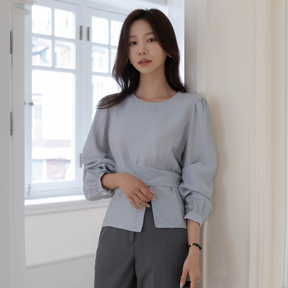 Bag Ribbon Long-sleeve Blouse