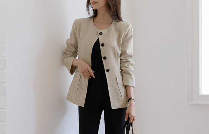 로마 Raund neck Tweed Jacket