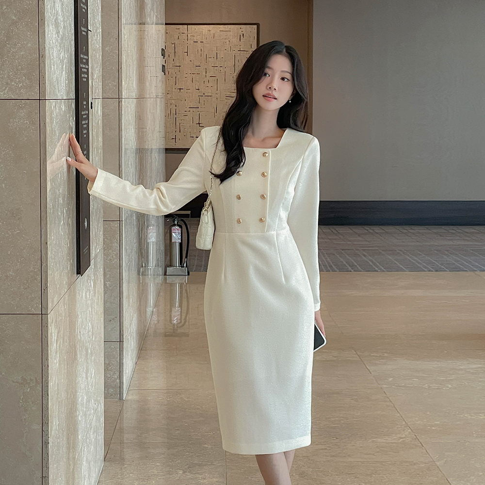 Tweed H-line Span Dress