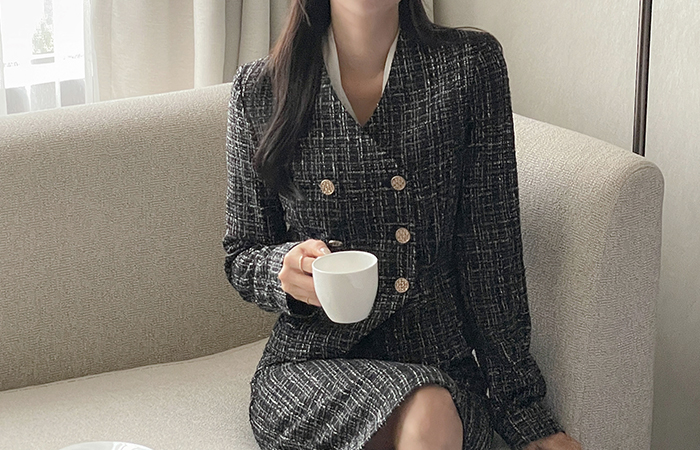 Roy Glitter Tweed Set-up Jacket