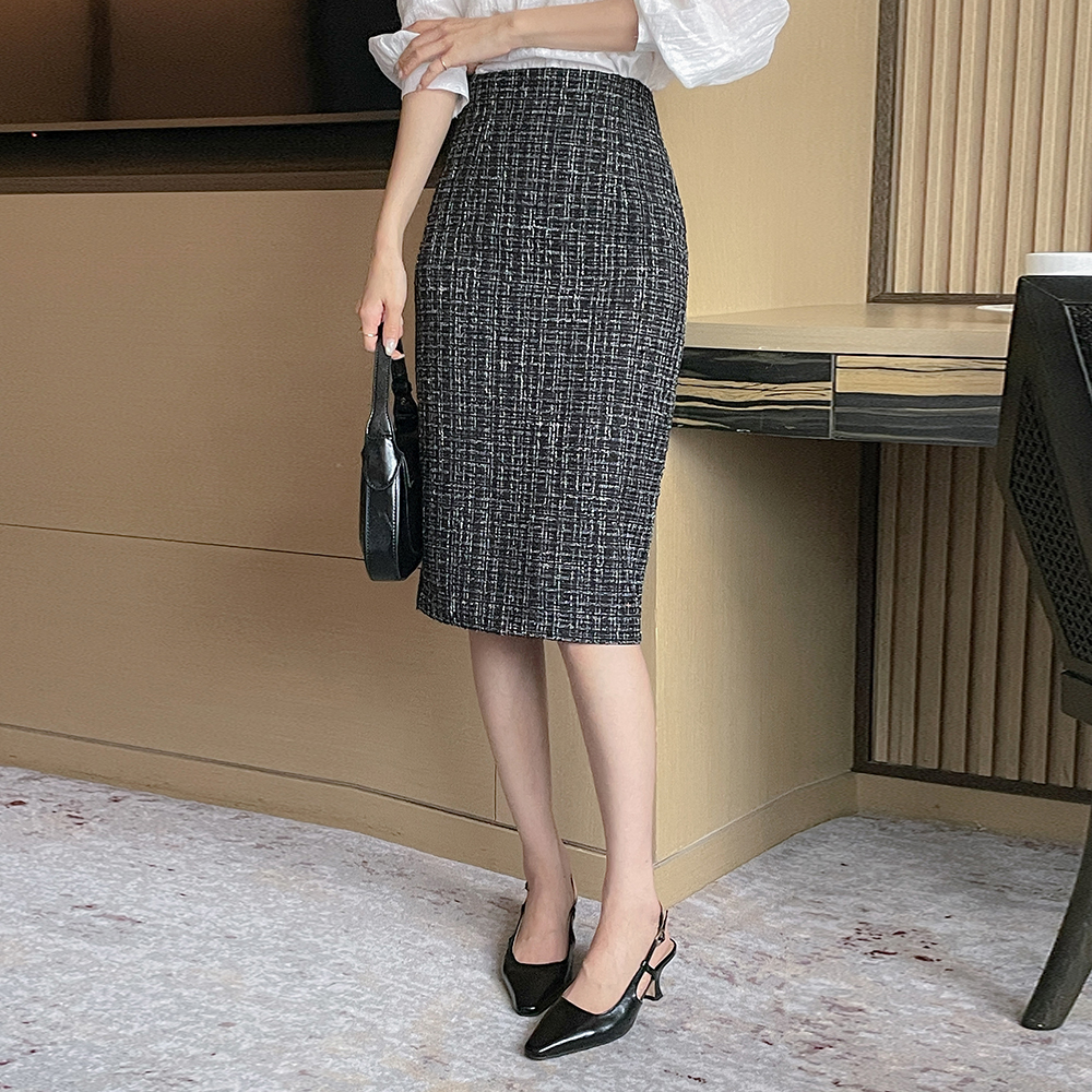 Roy Glitter Tweed H-line Set-up Skirt