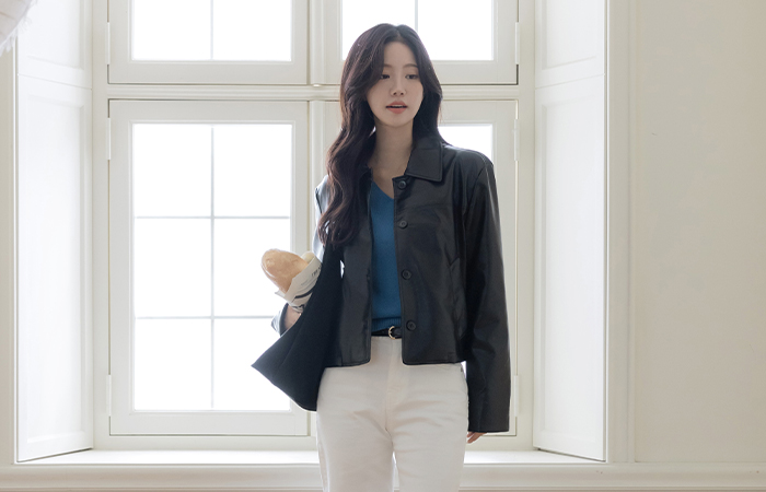 Single Polo Eco Leather Jacket