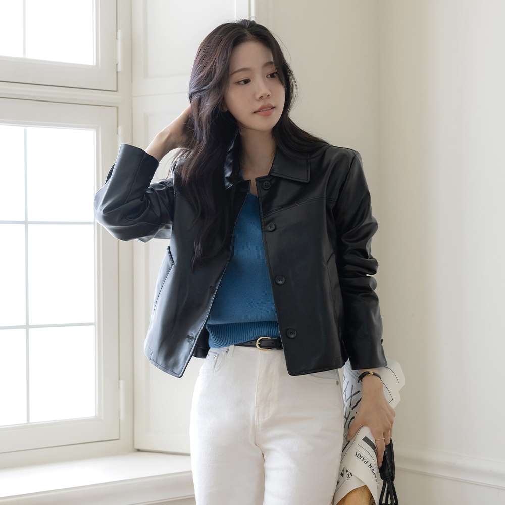 Single Polo Eco Leather Jacket