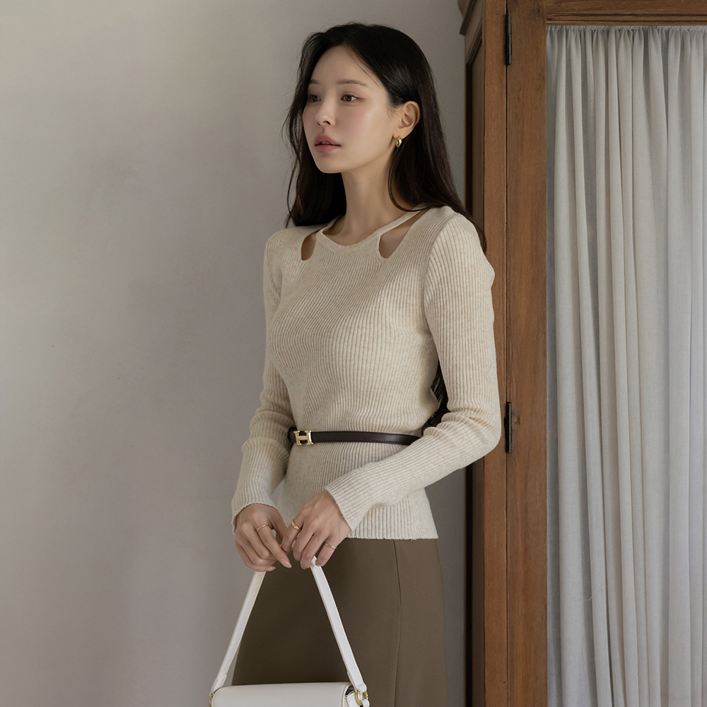 Halter neck Style Corduroy Long-sleeve Knit
