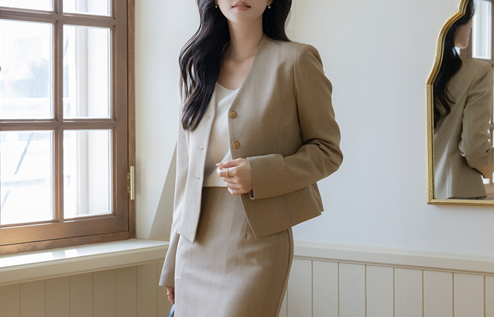Classic No-collar Set-up Jacket